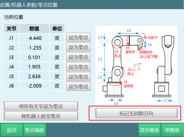 零点位置界面