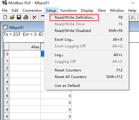 Read/Write Definition对话框